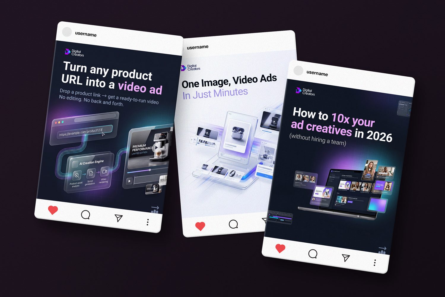 Digital Creators AI video ads carousel