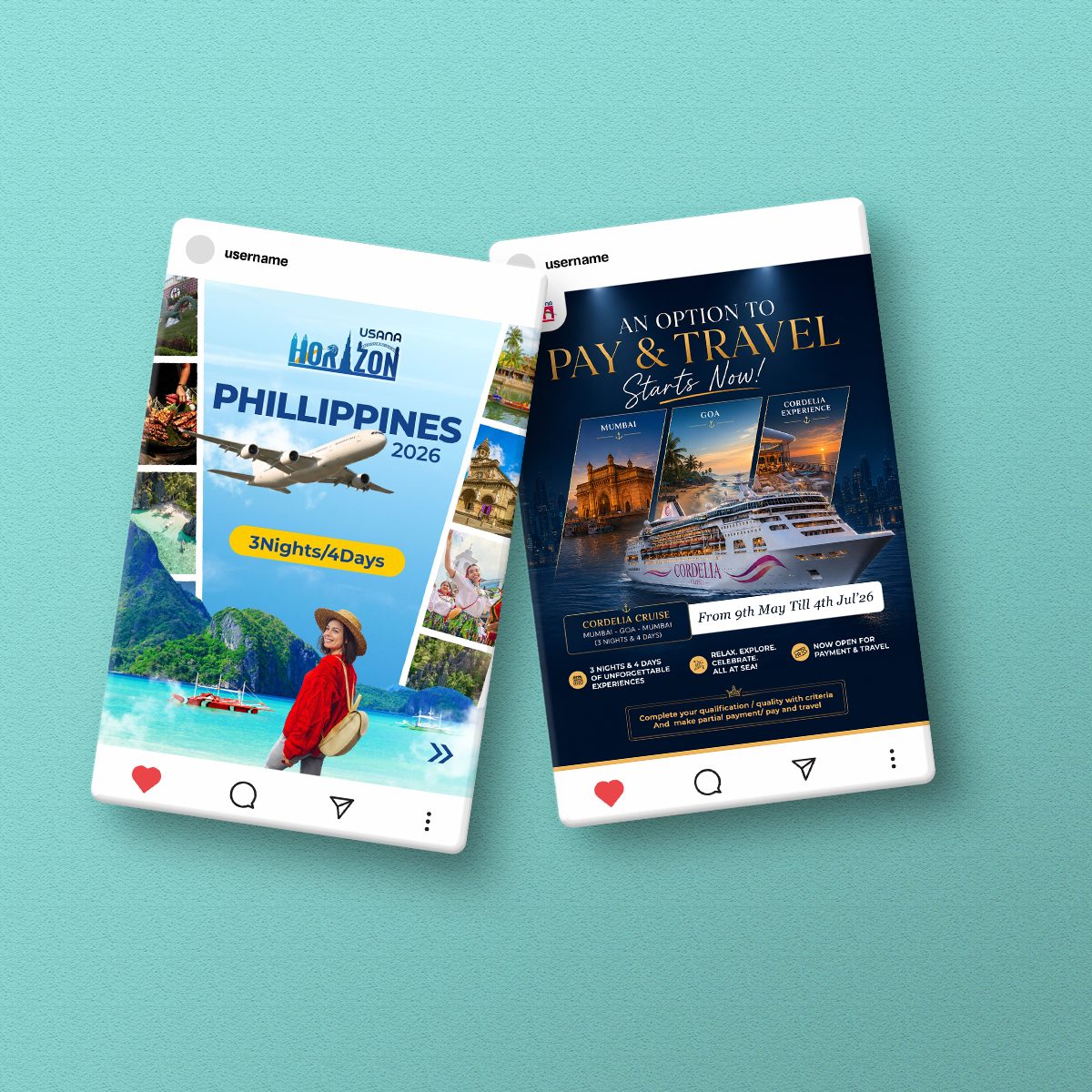 USANA luxury travel campaign creatives